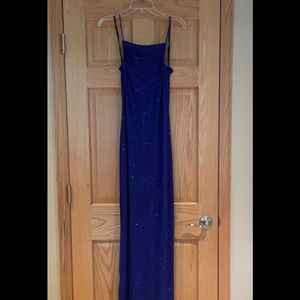 Spaghetti strap blue sequin dress